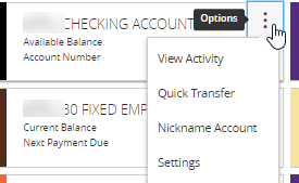 7th Trust Bank Online options button screenshot